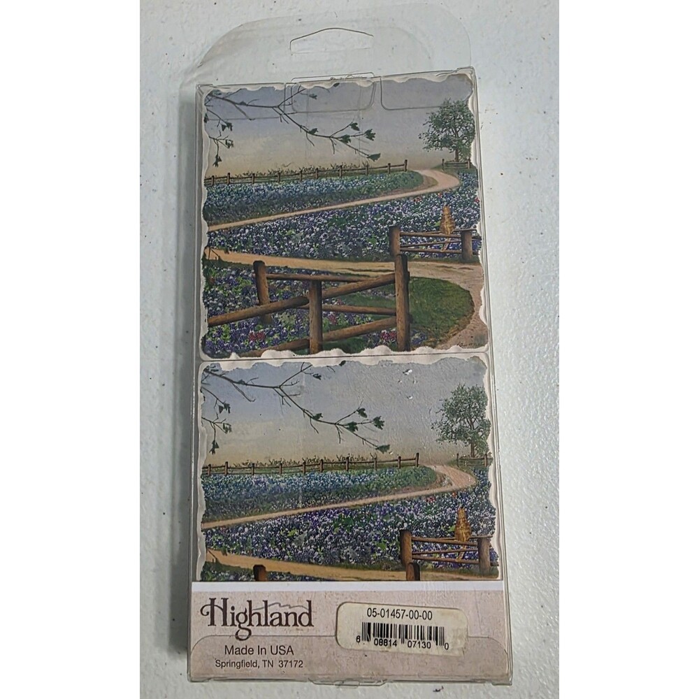 4 Country Scenic Ceramic Stone Coasters Highland USA New In Package